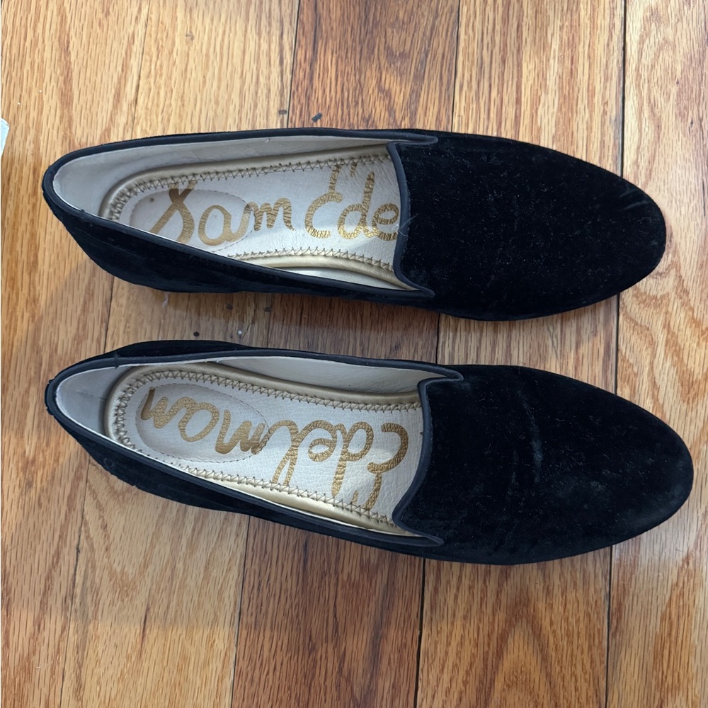Sam Edelman Black Flats Suede Loafers